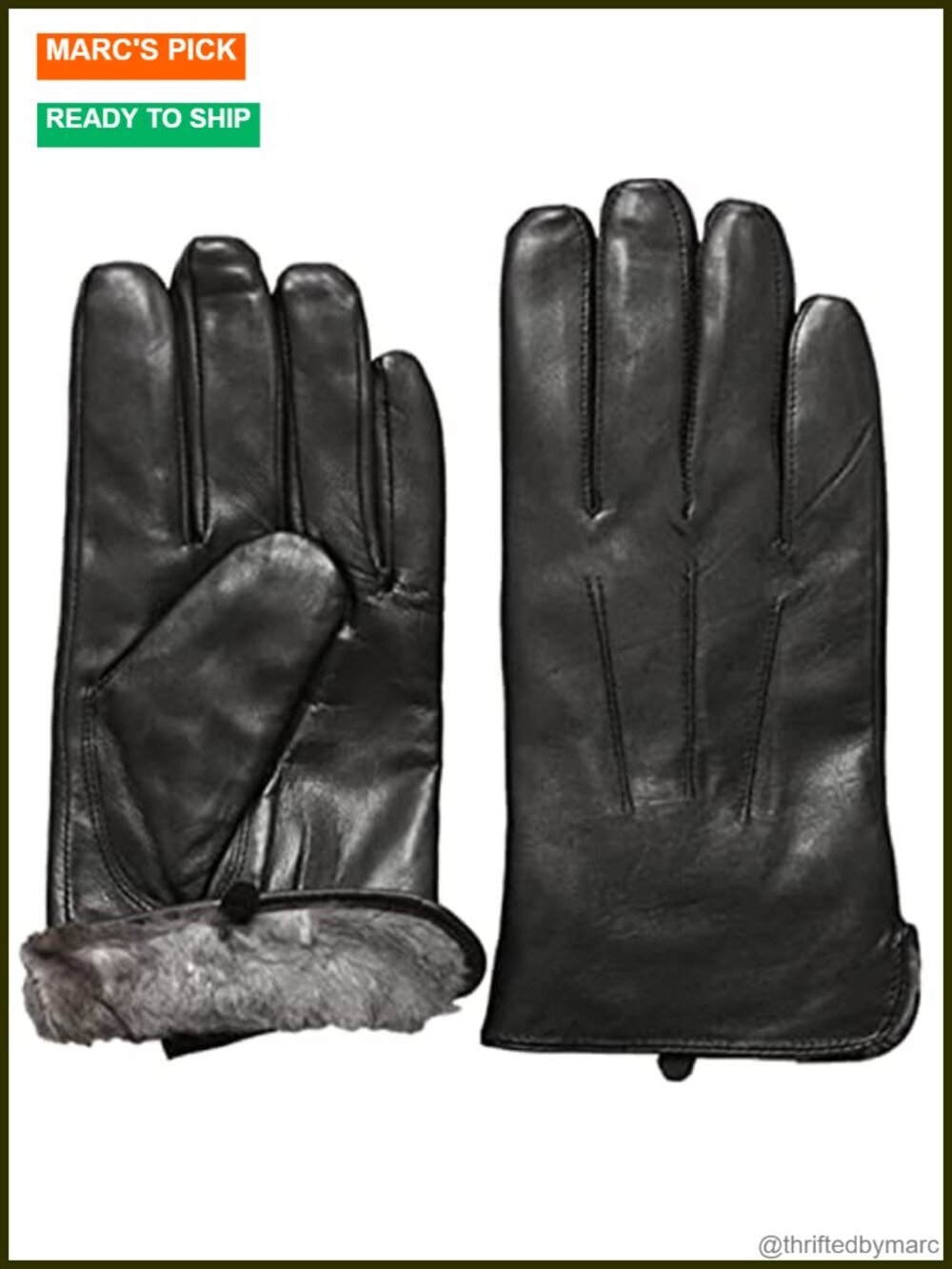 Genuine Leather Rabbit Fur Lined Gloves for Men